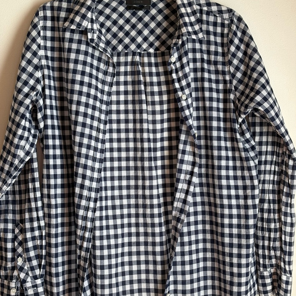 J Crew Women’s Navy Gingham Blouse